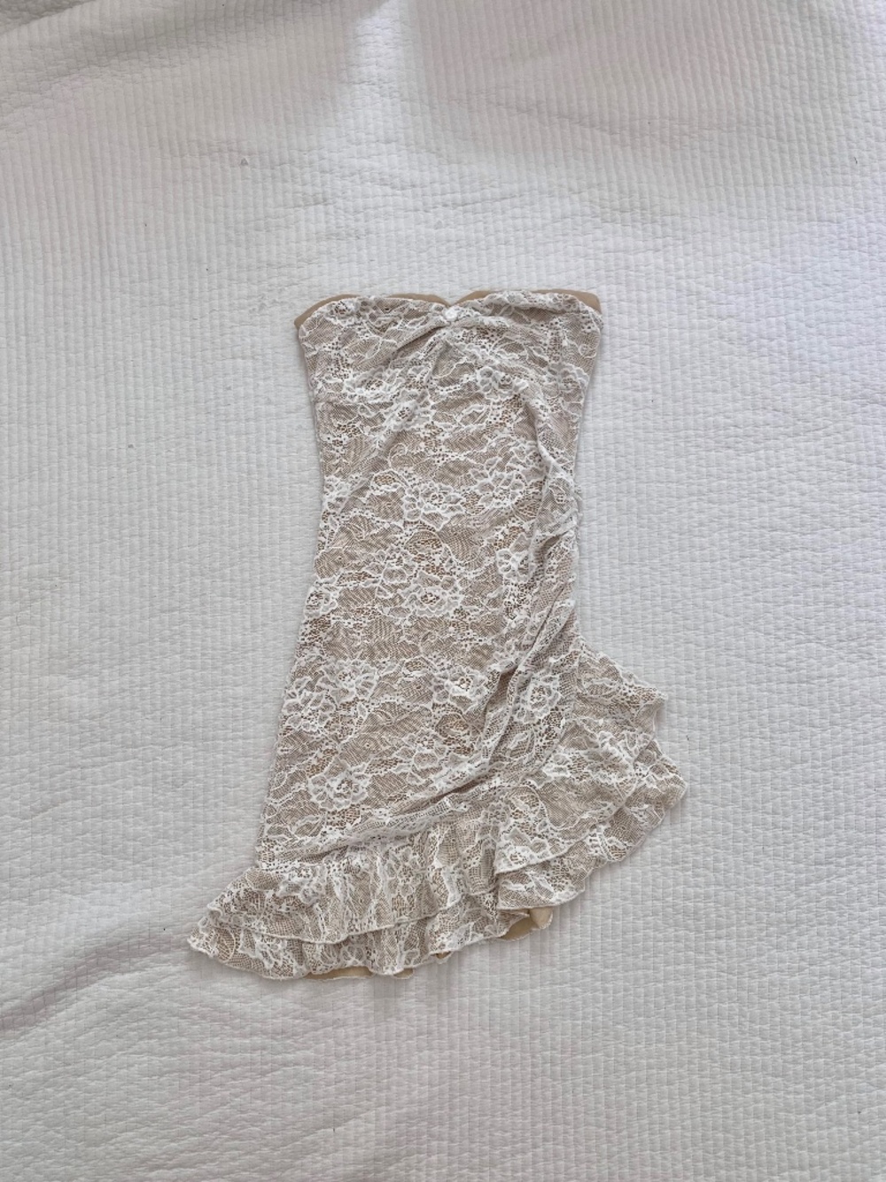 white beige lace ruffle Princess Polly dress